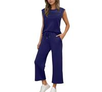 Two Piece Lounge Sets for Women Plus Size Blue Burgundy Red Coffee Spring Vacation Beach Travel Solid Color Airport Outfits Casual Cruise Fashion 2026 Pleated Tops S M L 5XL 6xl 7xl 8xl 9xl UK