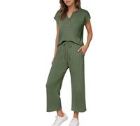Two Piece Lounge Sets for Women Plus Size Blue Burgundy Red Coffee Spring Vacation Beach Travel Solid Color Airport Outfits Casual Cruise Fashion 2026 Pleated Tops S M L 5XL 6xl 7xl 8xl 9xl UK