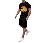 Two-piece men's lightweight tracksuit, summer crew neck t-shirt and short trousers, two-piece activewear, bring on the sunshine stretch sports suit, baggy loungewear, oversized sportswear