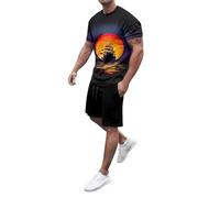 Two-piece men's lightweight tracksuit, summer crew neck t-shirt and short trousers, two-piece activewear, bring on the sunshine stretch sports suit, baggy loungewear, oversized sportswear