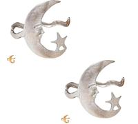 Two piece open bracelet with star and moon patterns, adjustable. Simple open design, suitable for women to give gifts. (Silver and Silver)