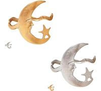 Two piece open bracelet with star and moon patterns, adjustable. Simple open design, suitable for women to give gifts. (Gold and Silver)