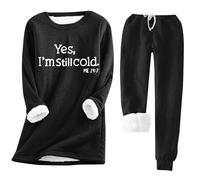 Two Piece Outfit Women Co Ord Sets Fleece Lined Thick Hoodies Elastic Tracksuit Bottoms Airport Outfit Ladies Pjs Sets Tracksuit Full Set Winter Warm Pajamas Set Elegant Homewear Thick Loungewear