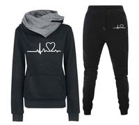 Two Piece Outfit Women Suit Sports Suits Print Unisex Jogging Set 2 Hoodie Sports Trousers Sweatshirt Casual Hoodie Trousers Mother of The Bride Pant Suits for Women Black