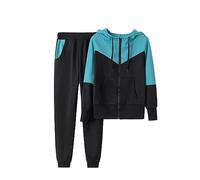 Two Piece Outfit Women UK Sale Ladies Hoodies Color Block Tracksuit Set with Pockets Long Sleeve Casual Loose Hooded Sweatshirt Activewear Jumpers Joggers Sports Gym Co Ord Sets