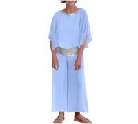 Two Piece Outfits Women Ladies Elegant Wedding Outfits Batwing Sleeve Sequin Blouses and Wide Leg Pants Chiffon Dressy Trousers Suits for Party Wear Leisure Suit Business Work Formal Suits