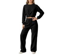 Two Piece Outfits Women Tracksuits Jogger 2 Jogging Set Coat Trousers with Pockets Round Neck Long Sleeve Tops Velour Womens Tracksuit Hoodie and Sweatpants Wide Leg Pants
