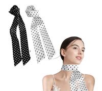 Two-piece set women's belts, 185 cm x 5 cm twill polyester dress belt, ladies scarf polka dot ribbon suitable for dress clutch