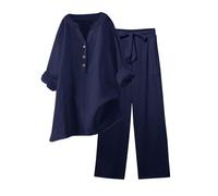 Two Piece Sets for Women Cotton Linen Summer Outfits Outfit Tracksuit Uk Lounge Casual Plus Size Travel Cord Gym Leisure Maternity Petite Crew Neck Ribbed Ladies Longwear Pjs
