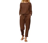 Two Piece Sets for Women Long Sleeve Crewneck Jogging Suits Hoodie Tracksuit Sweatshirts & Sweatpants Knit Tracksuits Sets Fashion Casual Sweatsuits Lounge Wear Ladies Tracksuits Autumn Winter Coffee