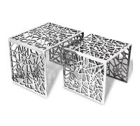 Two Piece Side Console End Small Coffee Tables Square Aluminium Silver vidaXL