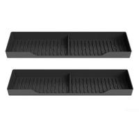 Two Piece Silicone Stove Mats Heat Resistant Non Slip Kitchen Protectors For Cooktop Surfaces With Water Drain And Spill Catch(Black)