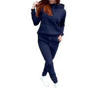 Two Piece Sweatshirt Sets for Women Tracksuit Full Set Fashionable Long Sleeve Tops Drawstring Elasticized Waist Wide Leg Trousers Casual Lounge Wear Co Ord Sets Matching Activewear Gym Set Navy