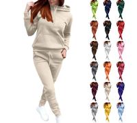Two Piece Sweatshirt Sets for Women Tracksuit Full Set Fashionable Long Sleeve Tops Drawstring Elasticized Waist Wide Leg Trousers Casual Lounge Wear Co Ord Sets Matching Activewear Gym Set