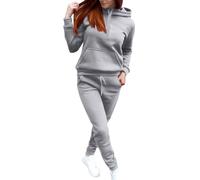 Two Piece Sweatshirt Sets for Women Tracksuit Full Set Fashionable Long Sleeve Tops Drawstring Elasticized Waist Wide Leg Trousers Casual Lounge Wear Co Ord Sets Matching Activewear Gym Set Grey
