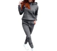 Two Piece Sweatshirt Sets for Women Tracksuit Full Set Fashionable Long Sleeve Tops Drawstring Elasticized Waist Wide Leg Trousers Casual Lounge Wear Co Ord Sets Matching Activewear Gym Set Dark Gray