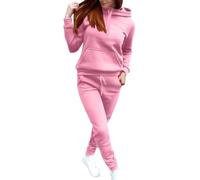 Two Piece Sweatshirt Sets for Women Tracksuit Full Set Fashionable Long Sleeve Tops Drawstring Elasticized Waist Wide Leg Trousers Casual Lounge Wear Co Ord Sets Matching Activewear Gym Set Pink
