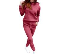 Two Piece Sweatshirt Sets for Women Tracksuit Full Set Fashionable Long Sleeve Tops Drawstring Elasticized Waist Wide Leg Trousers Casual Lounge Wear Co Ord Sets Matching Activewear Gym Set Hot Pink