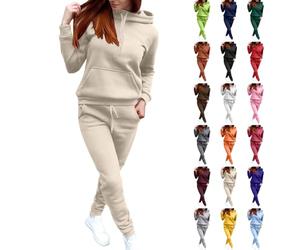 Two Piece Sweatshirt Sets for Women Tracksuit Full Set Fashionable Long Sleeve Tops Drawstring Elasticized Waist Wide Leg Trousers Casual Lounge Wear Co Ord Sets Matching Activewear Gym Set