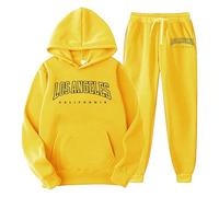 Two Piece Sweatsuits for Men Contrast String Fleece Tracksuit Hoodie Top Bottoms Joggers Gym Set Draw Code Tracksuit Two-Piece Sweatsuits Solid Patchwork Warm Sports Suit Christmas (Yellow, M)
