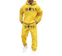 Two Piece Sweatsuits for Men Tracksuits Tiger Printed Leisure Jogging Set 2 Piece Hoodie with Hood and Pockets Sports Pants Tracksuits Sport Set Matching Sherpa Hoodie and Sweatpants Xmas (Yellow,L)