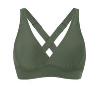 Two-piece swimsuit Femmes Maillots de bain élastiques hauts à arms couverture complète Haut de Bikini Push Up Maillot de bain Haut Court cravate DOS Maillot de bain hauts, Army Green, L