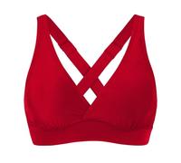Two-piece swimsuit Femmes Maillots de bain élastiques hauts à arms couverture complète Haut de Bikini Push Up Maillot de bain Haut Court cravate DOS Maillot de bain hauts, red, M