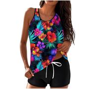 Two Piece Tankini Swimsuits for Women Tummy Control Bathing Suit with Shorts Ladies Casual Athletic Swimwear Beach Holiday Clothes