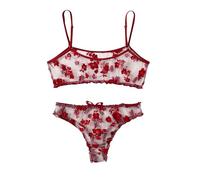 Two Piece Underwear Set for Women UK Sexy Cami Tops and Panty Set Floral Mesh Sheer Lingerie Set See Thru Babydoll Pjs
