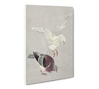 Two Pigeons By Ohara Koson Canvas Print | Gallery Wrapped 30mm Frame Wall Art | 20x14 inches | Ready to Hang | Asian Picture | Living Room Bedroom Lounge Office