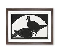 Two Pigeons By Samuel De Mesquita Classic Painting Framed Print | A3 Walnut Framed Wall Art | Ready to Hang | Classic Animal Picture | Living Room Bedroom Lounge Office