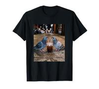 Two Pigeons Drinking Iced Coffee in A Car Funny Birds Meme T-Shirt