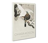 Two Pigeons On A Branch By Ohara Koson Canvas Print | Gallery Wrapped 30mm Frame Wall Art | 24x16 inches | Ready to Hang | Asian Picture | Living Room Bedroom Lounge Office