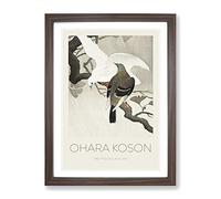 Two Pigeons On A Branch By Ohara Koson Exhibition Museum Asian Japanese Framed Print | A3 Walnut Framed Wall Art | Ready to Hang | Asian Animal Picture | Living Room Bedroom Lounge Office