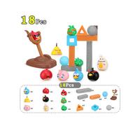 (Two Pigs Set, 18Pcs) Rage Birds Building Blocks Catapult Slingshot Angry Red Chuck Bomb Cute Bad Piggies Toy