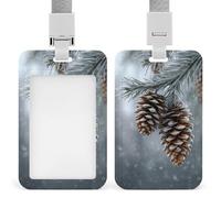 Two Pine Cones on The Evergreen Tree Branch ID Badge Holder Retractable Clip Card Holder Card Protector Name Badge Name Tag for Work Office Doctor Nurse