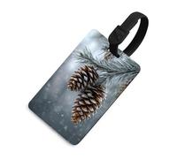 Two Pine Cones on The Evergreen Tree Branch Luggage Tag Travel Bag Suitcase Baggage Name Tags