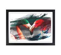 Two Pink Flamingo Birds V2 Framed Print | A2 Black Framed Wall Art | Ready to Hang | Modern Animal Picture | Living Room Bedroom Lounge Office