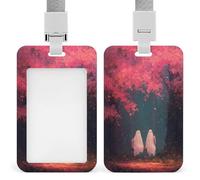 Two Pink Ghosts on A Swing Pink Fantasy ID Badge Holder Retractable Clip Card Holder Card Protector Name Badge Name Tag for Work Office Doctor Nurse