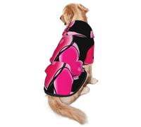 Two Pink Hearts Print Dog Hoodie For Medium To Large Dogs, Warm, Soft, Breathable Sweatshirt, Easy To Wear Jumper For Winter And Fall, Pet Coat Pullover