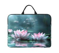 Two Pink Lotus Blossoms Patterned Laptop Sleeve Bag, 17 Inch Shockproof Laptop Sleeve, Slim Laptop Bag