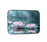 Two Pink Lotus Blossoms Patterned Laptop Sleeve Bag, Shockproof Slim Laptop Bag Briefcase Carrying Laptop Cover, Black, 15 inches