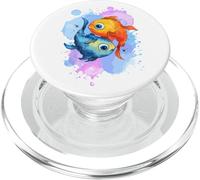 Two Pisces zodiac sign design colorful watercolor look PopSockets PopGrip for MagSafe
