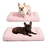 Two Plush Dog Beds, Deluxe Dog Bed for Large, Medium, Small Dogs, Crate Pad and Cat Bed, Non-Slip Bottom Kennel Pad, Fuzzy Pet Sleeping Mat, Machine Washable (2/Pack, 30" x 22", Pink)