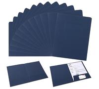 Two Pocket Folder, Paper Pocket Folders with Business Card Slot, Poly Reinforced Edges, 2-Pocket Folders Presentations File Organizer for Office High School, 12 Pack(Dark Blue)