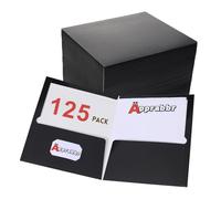Two-Pocket Folders for Letter Size, Glossy Laminated Paper Folders,Thick Paper File Folder with Deep Pockets for School Office Business Home (Black) (125, Black)