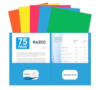 Two Pocket Folders, RAZCC 75 Pack File Folders with Pockets Fit Letter Size Paper, Thick Paper File Folder for School Office Business Home, Assorted 5 Colors