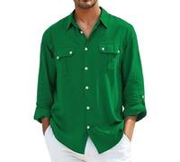 Two Pocket Shirt Men Classic Shirts For Men Long Sleeve Cargo Shirt Cotton Work Shirts With 2 Pockets Casual Button Down Workwear Classic Fit Versatile Blouse Daily Wear