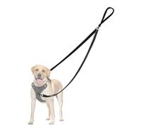 Two Point Control Dog Lead for No-Pull Harnesses| Anti-Tangle Reflective Padded Walking Lead | Convertible to Single Lead for Medium | Large Dogs (Black)