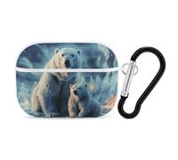 Two Polar Bears AirPods Pro Case Cover with Keychain Ring PC Hard Shell Protective Case for AirPods Pro 2nd for Women Men Generation Easy Open Full Drop Protection Cover White-Style